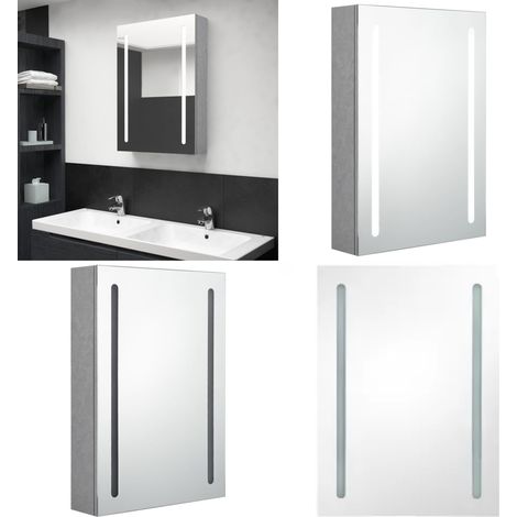 LED-Spiegelschrank fürs Bad Betongrau 50x13x70 cm - LED-Spiegelschrank - Badezimmermöbel - Betonlook - Spiegelschrank - Aufbewahrungsschrank - Home & Living