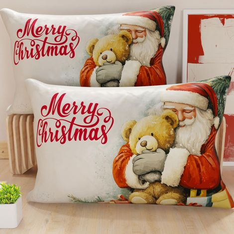 Paire de Housses de Coussin en Microfibre 50x70 cm, Coussins Décoratifs de Noël pour Chambre, Canapé, Salon, Lot de 2 Housses de Coussin, Taie d'oreiller de Noël 12
