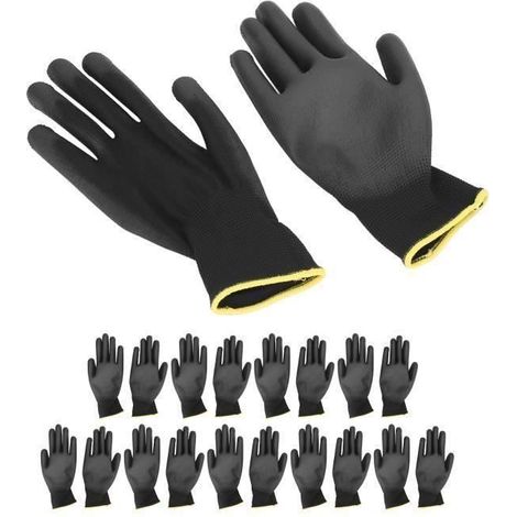Gants de sécurité - PZCC - 10 paires - Enduits de PU - Antistatiques - Nylon (1/4)
