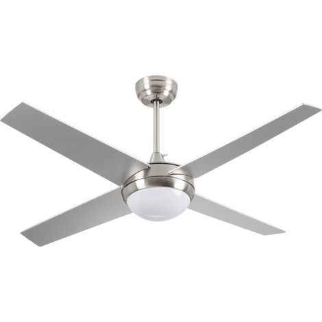 Ventilatore da soffitto Thinia Home Montana argento con luce, 4 pale, 56 W, 6 velocità