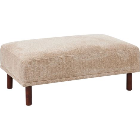 Pouf in tessuto beige rettangolare con solide gambe in legno Holt