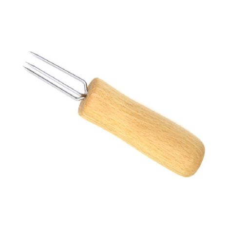 Filiyano – support pour épis de – Fourchette à viande et fruits en acier inoxydable avec manche en bois, support pour épis de maïs pour barbecue, pour (1/5)