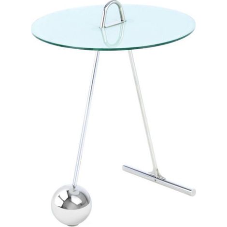 Table d'Appoint Design "Pendule" 60cm Argent & Blanc (1/3)