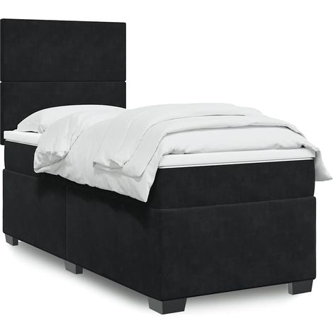 Boxspringbett mit Matratze Schwarz 80x200 cm Samt