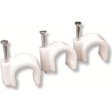 Utilia graffetta fissacavi con chiodo col. bianco mm. 3-4  100 pz. - Utilia