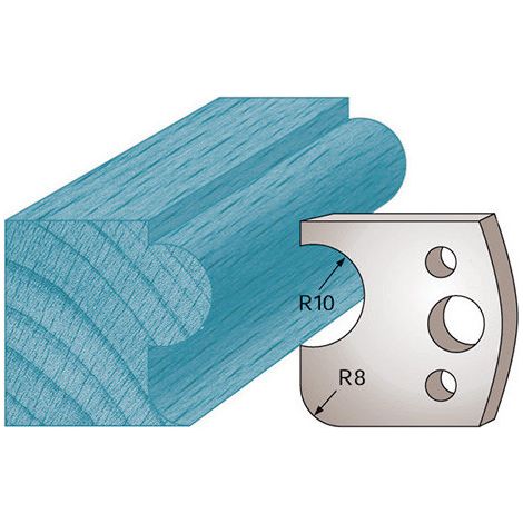 Diamwood Jeu de 2 fers profilés Ht. 40 x 4 mm boudon et congé M04 - 2 pièces - Dimensions 40 x 4 mm - Épaisseur 4 mm - Denture M04 - Acier SP, Compatible avec porte-outils de toupie (1/2)