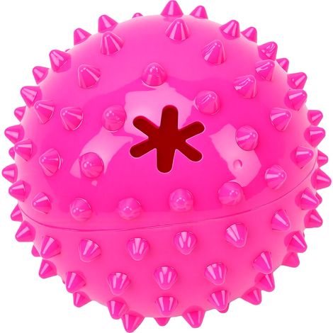 Jouet distributeur de friandises pour chien rose balle couineur interactive pour petits et moyens chiens (1/5)