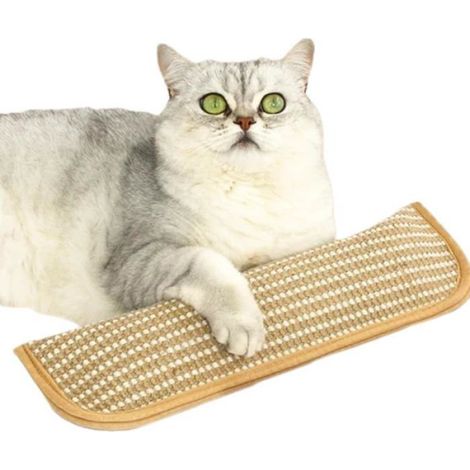Tapis en sisal pour chats – Jouet interactif écologique et mâchouillable garni d’herbe à chat, idéal pour jouer ou se reposer (1/4)