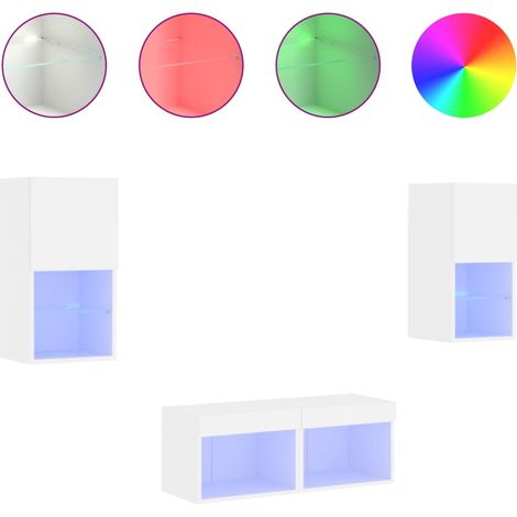 Maison Exclusive - 4-tlg. TV-Wohnwand mit LED-Leuchten Weiß