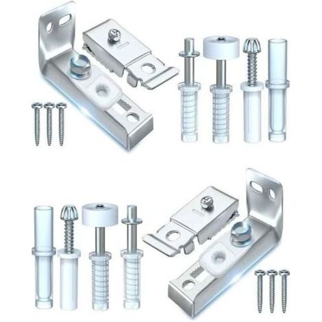 Lot de 2 kits de quincaillerie pour porte pliante avec rail de guidage en acier inoxydable et nylon pour placard coulissant, armoire (1/4)