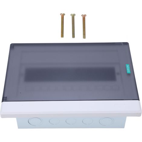 Boîte de distribution électrique 12 voies, coffret en acier inoxydable, couvercle en polycarbonate transparent, protection disjoncteur, boîte de jonction avec rail DIN. (1/5)