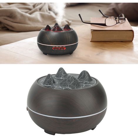 Flaming Mountain Luftbefeuchter, kleiner Luftbefeuchter für Schlafzimmer und Büro, Vulkan-Luftbefeuchter, schwarze Holzoptik, 100–240 V, europäischer Standard (1/5)