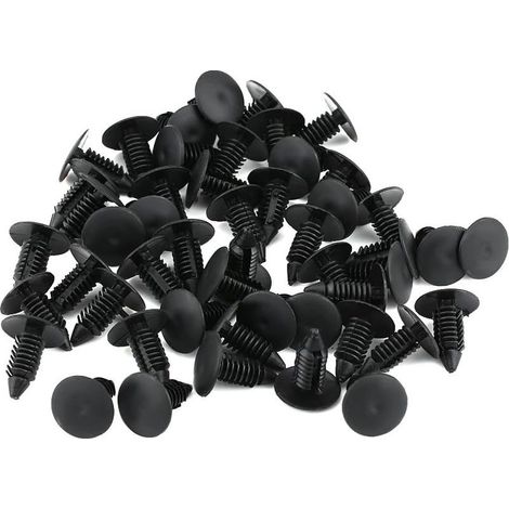 Clips à rivets en plastique, 100 pièces, fixations de garniture de carrosserie, clips à goupille de poussée pour pare-chocs de voiture, noirs (1/5)