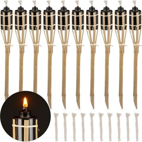 Pack of 10 bamboo garden torches (1/5)