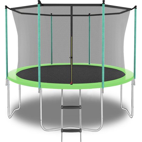 Trampolín exterior 8 FT con red de seguridad y escalera, capacidad 181 kg, verde (1/5)