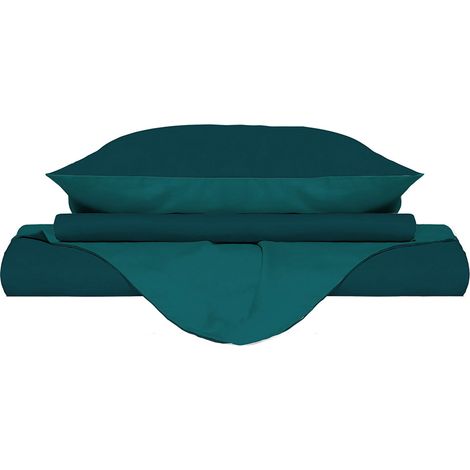 Copripiumino con Sacco e Federe Doubleface Verde Petrolio/Verde Bottiglia Singolo (1/5)