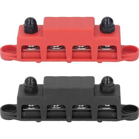 2-teilige Stromschiene, 48 V 250 A, Hochleistungs-Gleichstromverteilerblock, 4 M10-Steckplätze, rot und schwarz für Wohnmobile und Boote (1/5)
