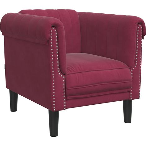 Fauteuil de Salon,Chaise,Fauteuil rouge bordeaux velours CFW504269 (1/5)