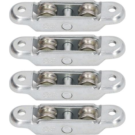 4 Stück Rollen mit Nut, Edelstahl, für Schiebetüren und Fenster, Doppelrollen, 16 mm
