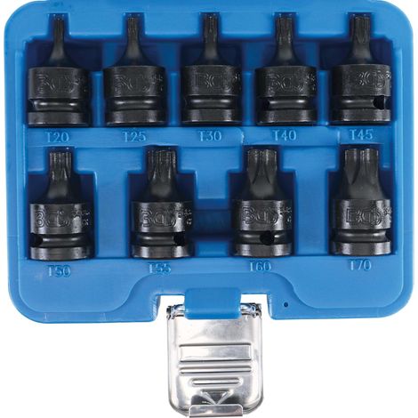 Juego de vasos Torx Bgs 9 piezas acabado negro y azul