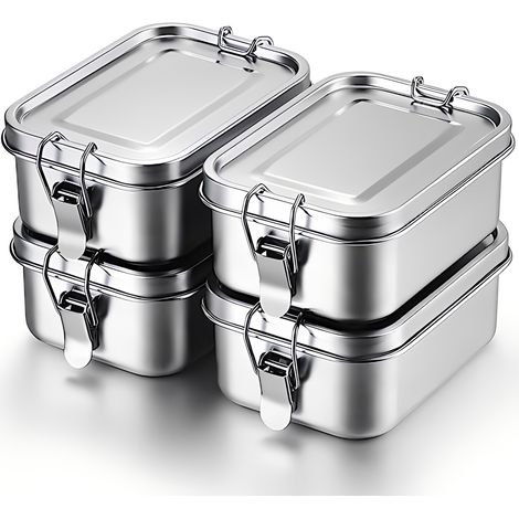 Doppelwandige Lunchbox aus Edelstahl 304 mit Fächern, amerikanisches quadratisches Design für Schüler, ideal für Outdoor-Aktivitäten. (1/5)
