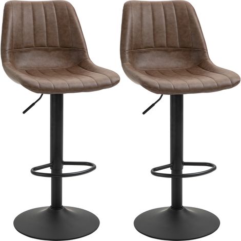 Lot de 2 tabourets de bar vintage ALAN marron et noir (1/5)