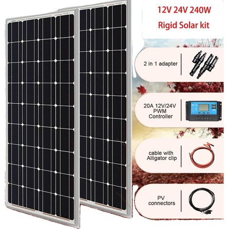 Panneau Solaire, Design Durable, Haute Efficacité, 12V 240W kit solaire (1/2)