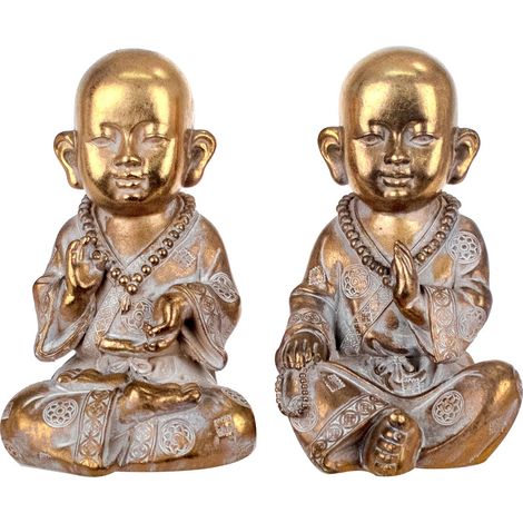 Signes Grimalt Buddha -Figurenfiguren Buddha Set 2 Einheiten Buddha Gold 10x11x16cm 23973