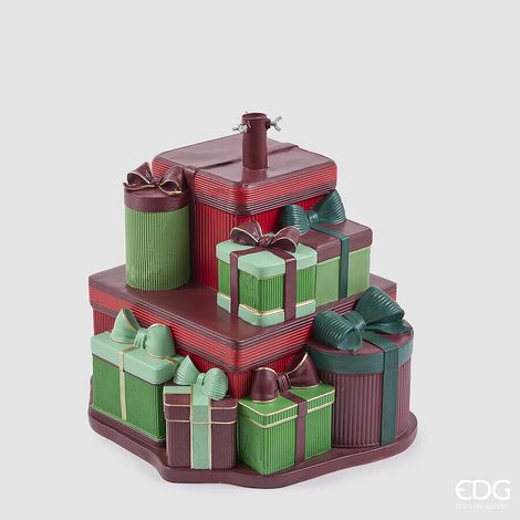 EDG Enzo De Gasperi Base Pino con Regali Green Red 54x54xH50 cm – Decorazione di Natale (1/3)