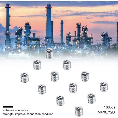 100 inserts filetés hélicoïdaux en fil enroulé M4 en acier inoxydable SS304 (M40,72 D) (1/5)