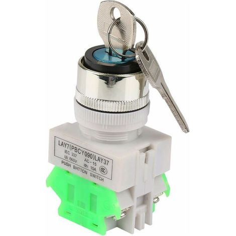 Interrupteur de Verrouillage en Metal, Commutateur Rotatif à Clé à 3 Positions avec 2 Clés Interrupteur de Verrouillage LAY37-20Y/31 220V 5A,Trou de Montage 22 mm (1/5)