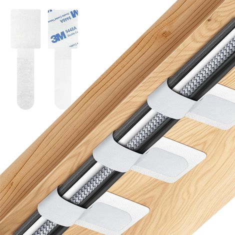 Lot De 20 Organiseurs De Câbles Auto-AdhÉSifs Pour TV, PC, Ordinateur Portable, Ordinateur De Bureau, Guirlandes Lumineuses (1/5)