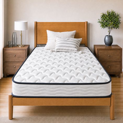 Matelas à ressorts 90x190 cm – 20 cm d'épaisseur – 7 zones – fermeté modérée – Tissu respirant pour sommeil régulé