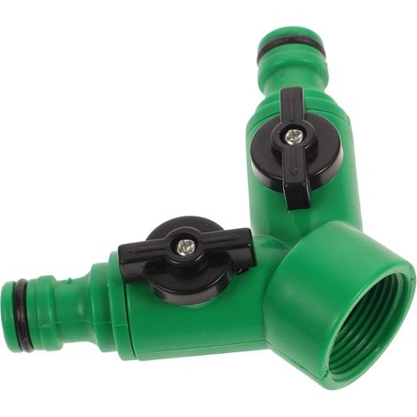 Raccord de tuyau d'arrosage, répartiteur de robinet de jardin, ABS vert résistant au gel, filetage 3/4", 2 x 1/2", douille à connexion rapide (1/5)