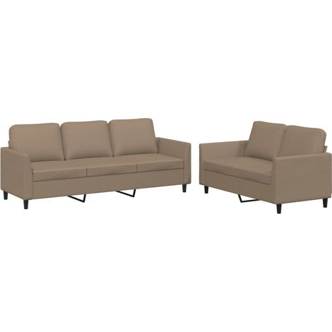 Maison Exclusive - Set di Divani 2 pz con Cuscini cappuccino in Similpelle