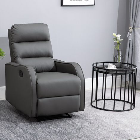 Sillón Relax Reclinable Sofá Relax Tapizado en PU con Reposapiés Retráctil para Dormitorio Salón 65x89x100 cm Gris (1/5)
