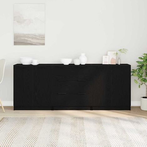 Buffet-Meuble de rangement Chêne noir 180 x 30 x 70 cm Bois d'ingénierie 362574 (1/4)