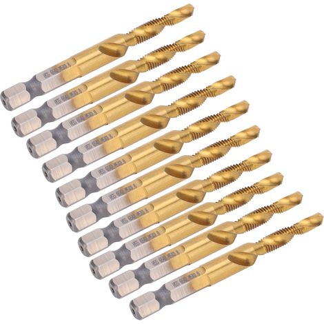 10 tarauds HSS 6.1, queue carrée hexagonale, revêtement titane, outils à main M5 (1/5)