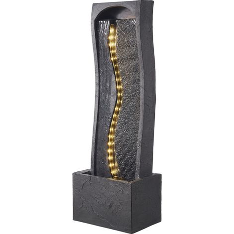 Fontaine Extérieure de Jardin, Hauteur 98 cm, Cascade Moderne, avec Éclairage LED et Pompe, pour Jardin, Terrasse, Arrière-cour, Décoration d'Intérieur, Extérieur, Bureau, Salle de Méditation (1/5)