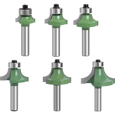 Fraise Quart De Rond - Tige 8 mm - Pour Défonceuse Bois - Diamètres 19 05 22 2 25 4 28 6 31 7 38 1 mm - Lot De 6 (1/5)