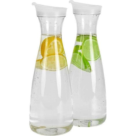 Stück 0,6-Liter-Wasserkaraffen aus Kunststoff mit weißen Klappdeckeln – lebensmittelecht und recycelbar, bruchsicher. (1/5)