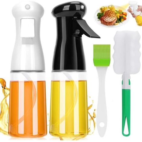 Vaporisateur d'huile et de vinaigre, 2PCS Pulvérisateur d'huile 210ml, Pulvérisateur d'Huile Vinaigre avec 1 Brosse et 1 Brosse à (1/4)