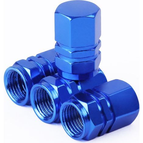 Valve Aluminium Antirouille pour Pneus De Voiture Bleu Couvre Nozzle Poussière pour Vélos Et Bicyclette (1/4)