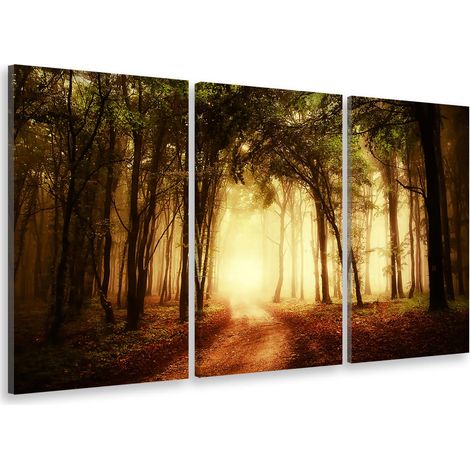 Tableau triptyque paysage sous bois enchanté - 90x60 cm (1/5)