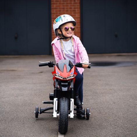 Moto elettrica per bambini, moto giocattolo per bambini dai 3 anni in su, batteria da 6V, con luci e musica, 105x52,3x62,3 cm, rossa