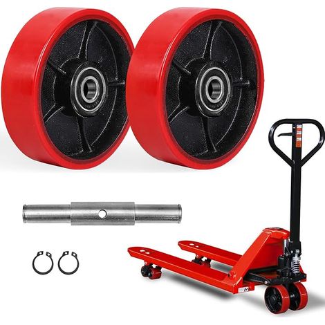 Pallet Truck Wheels 180 x 50 mm with Ball Bearing Polyurethane for Pallet Truck with Axle (1/5)