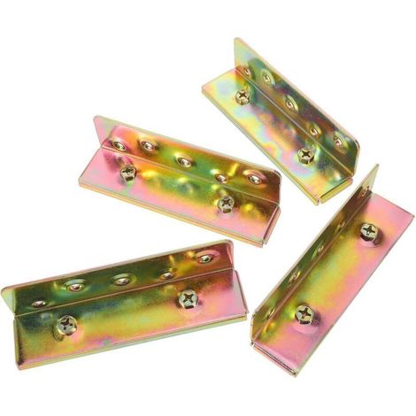 Lot de 4 Supports de Lit en Métal Doré, Connecteurs Robustes pour Cadre de Lit et Tête de Lit, Fixations Universelles 148 x 44 x 35 cm (1/4)
