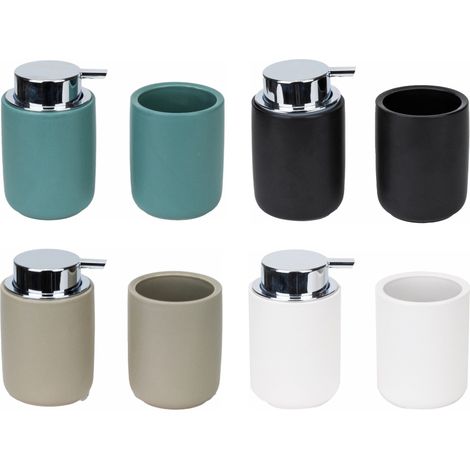 Regalo Italiano Set Bagno 2 Pezzi in Ceramica Ass. – Dispenser Sapone e Bicchiere 1 Pz
