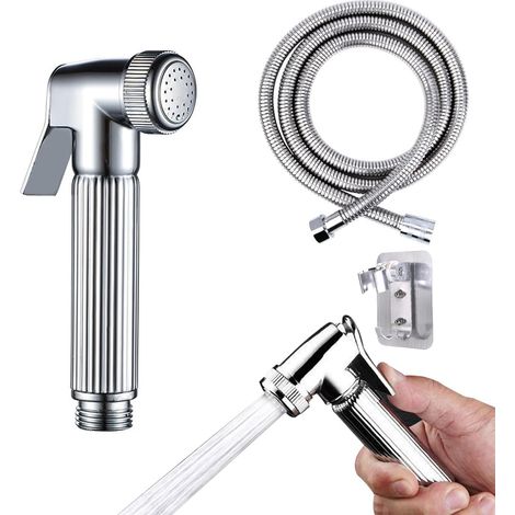 Douchette Toilette WC en Acier Inoxydable, Kit Douchette WC avec Tuyau, Jet ToiletteWC pour Toilettes, Bidet et Salle de Bains, DouchetteWC Set, Silver DouchetteWC Kit Complet, 150cm (1/5)