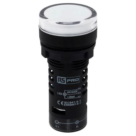 Voyant lumineux LED RS PRO Vert rouge 24V c.a. / V c.c., Montage panneau ( Prix pour Paquet de 5 )
